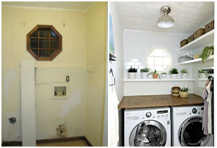 DIY Laundry Room Makeover with Plywood Countertops & Organization