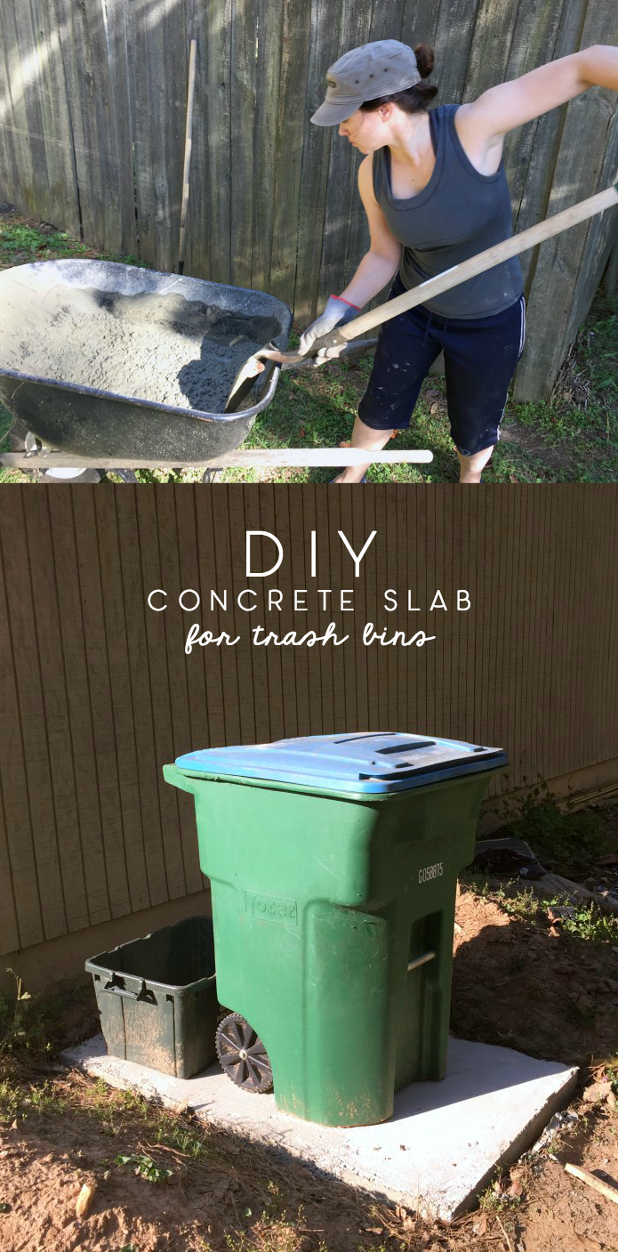 DIY concrete slab for trash cans