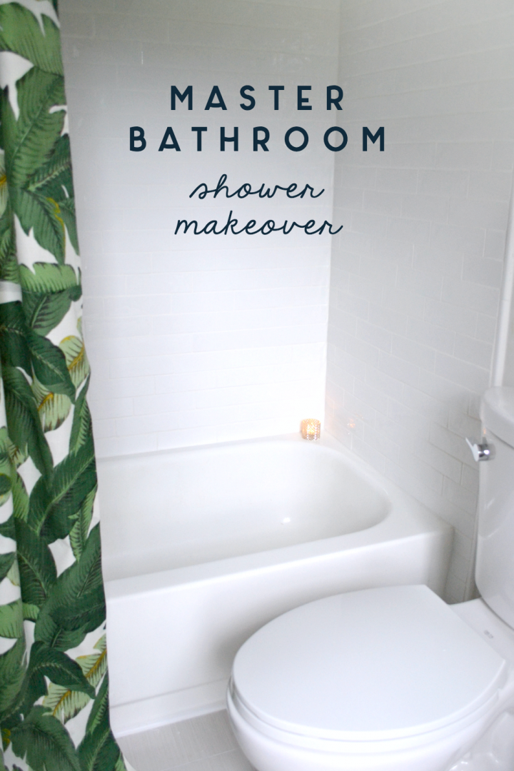 master bathroom white and green shower makeover