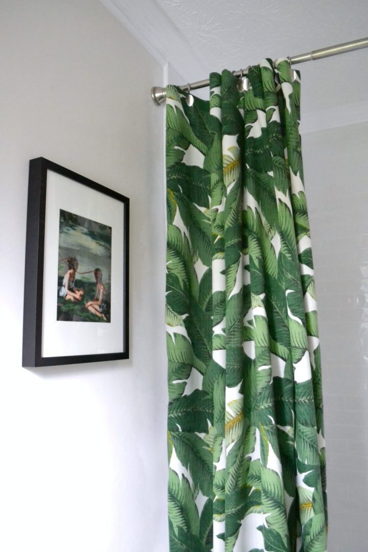 new DIY shower curtain palm print fabric