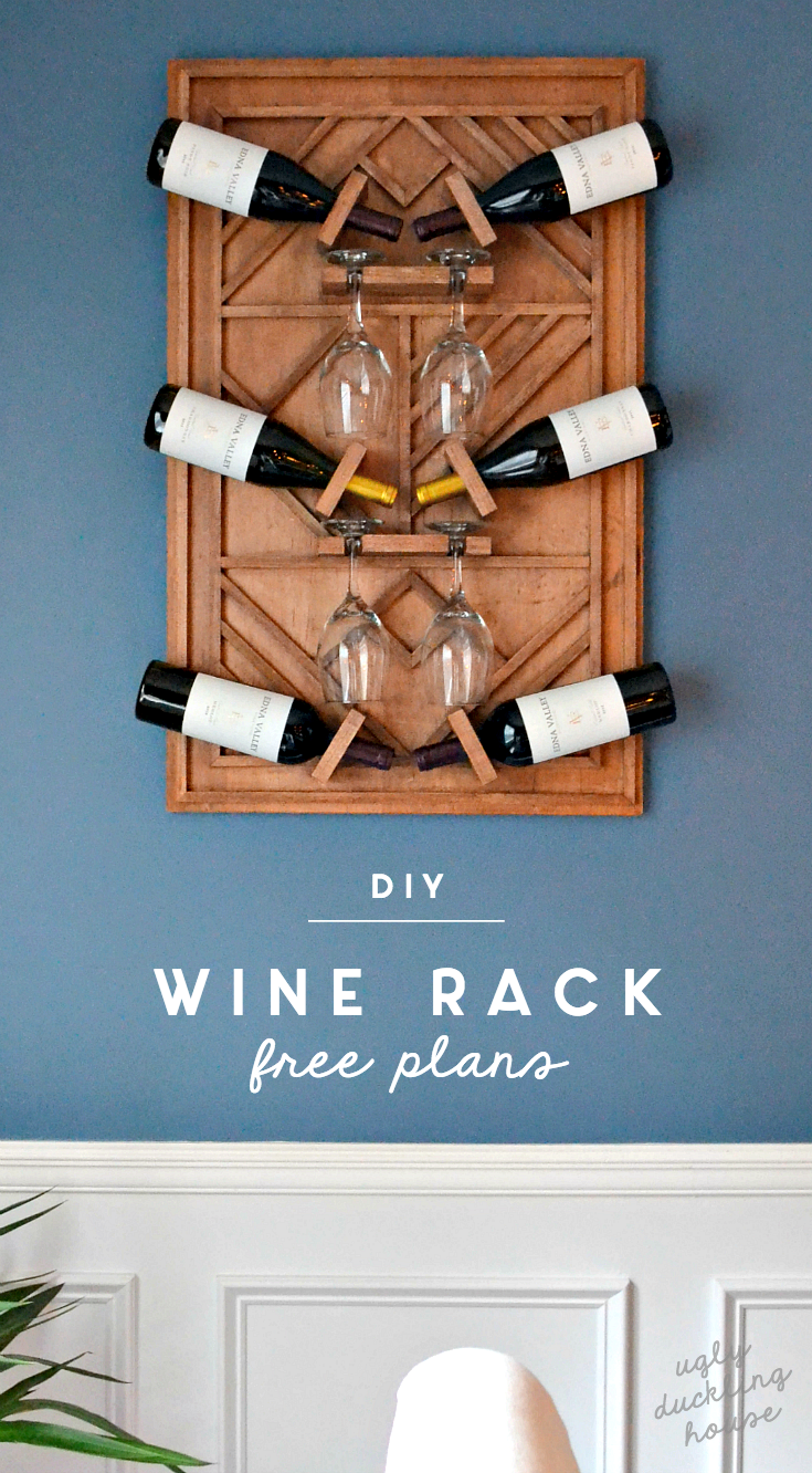 diy wine rack from plywood and wooden dowels