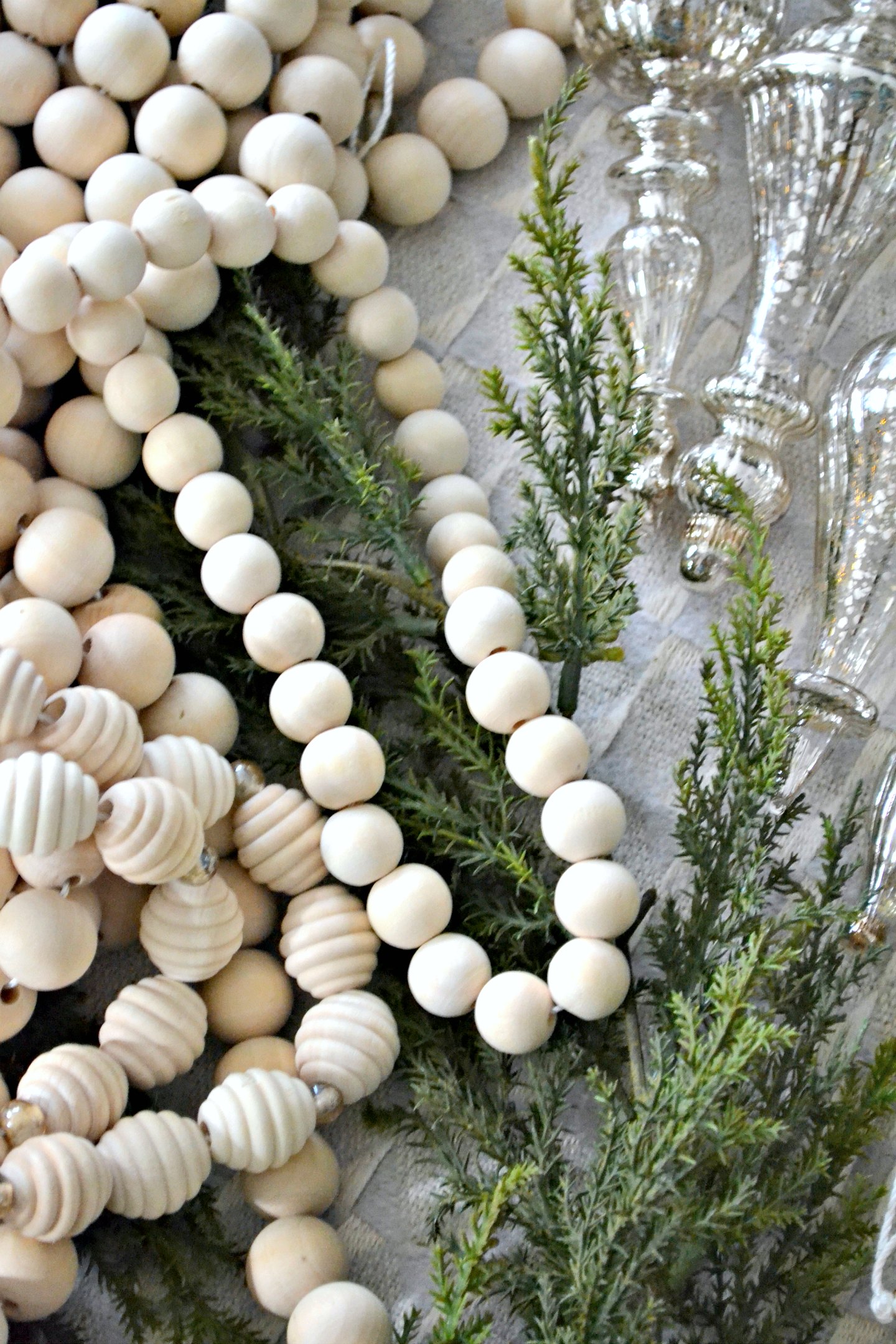 Christmas Wooden Beads Xmas Bead Garland Round Craft Bead