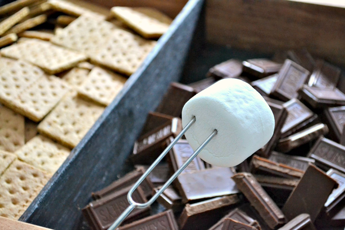 make smores in a charred wood tray