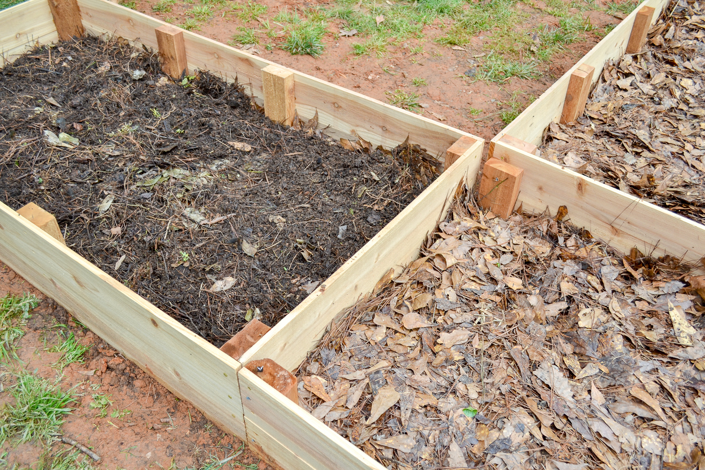 layered garden beds to fill with homemade compost and soil