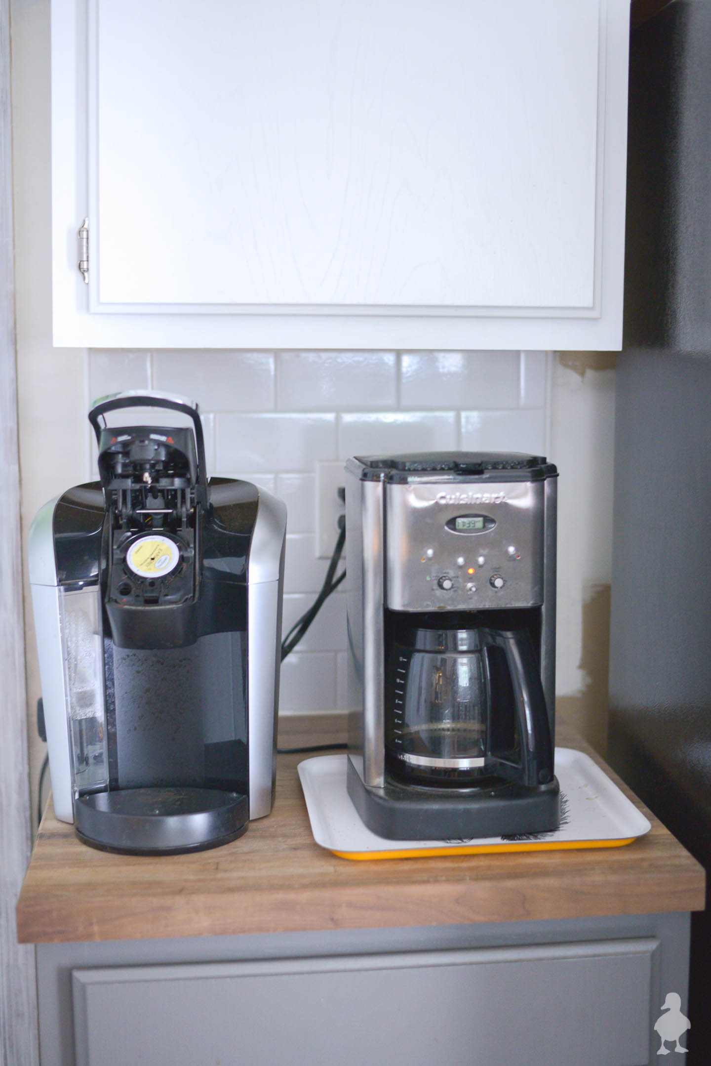 coffee station with two coffee makers