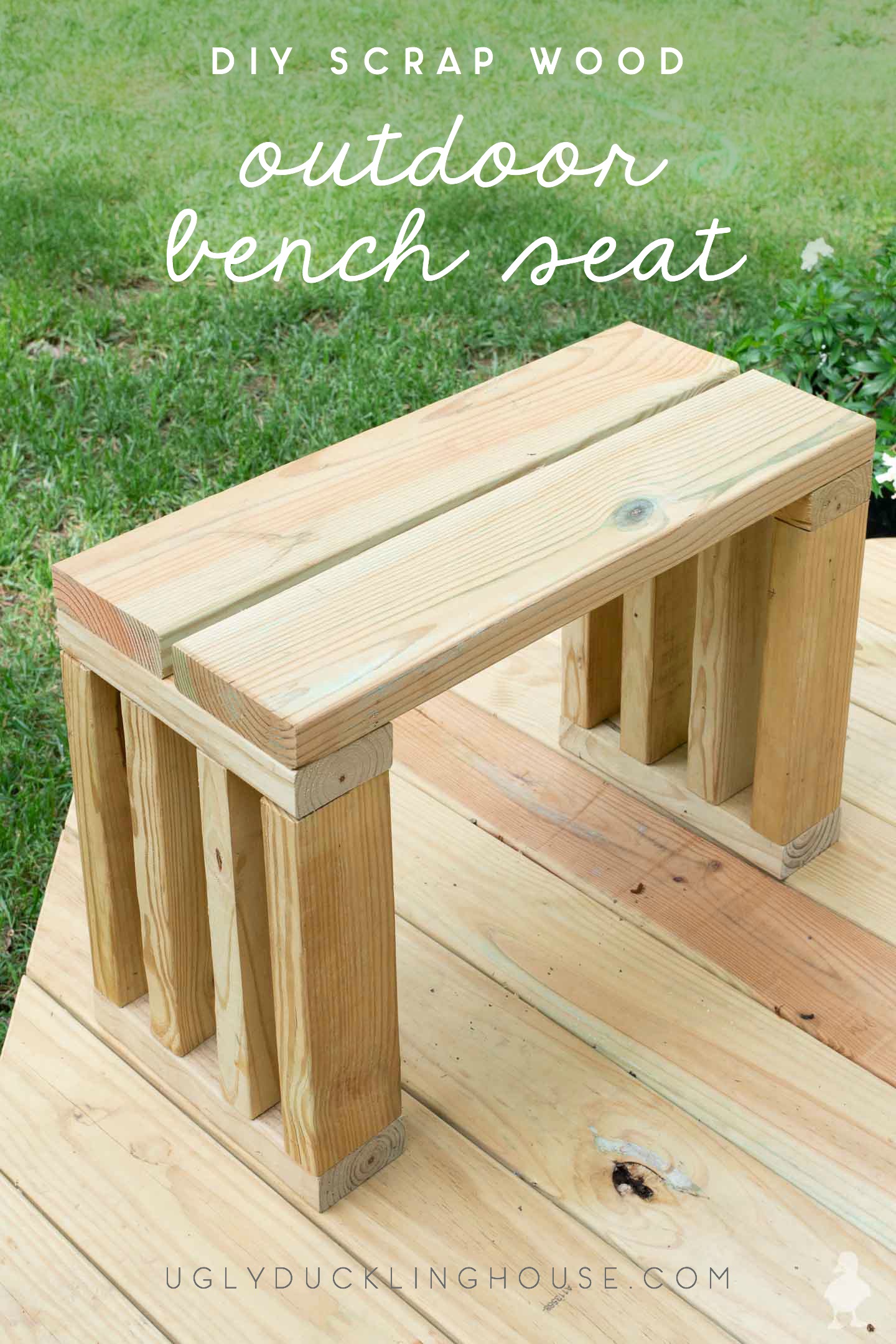 Scrap Wood Outdoor Bench Seat | DIY garden bench plans • Ugly Duckling