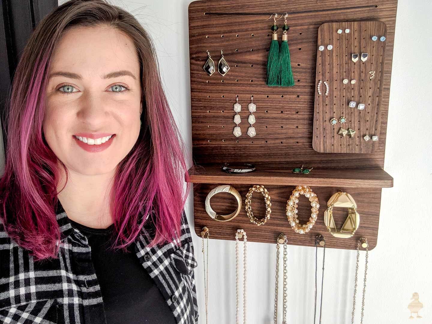 DIY jewelry organizer and Sarah Fogle