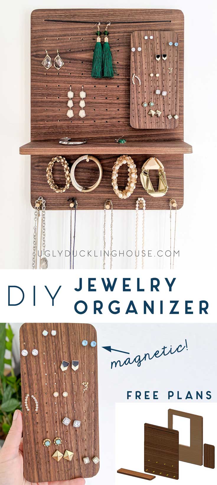 diy jewelry organizer with free plans by Ugly Duckling House
