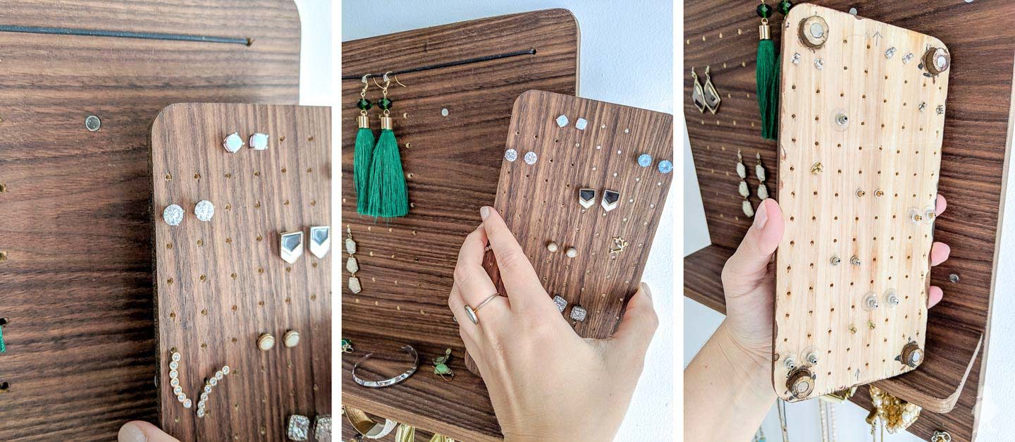 magnets glued in the front and back of stud earring holder