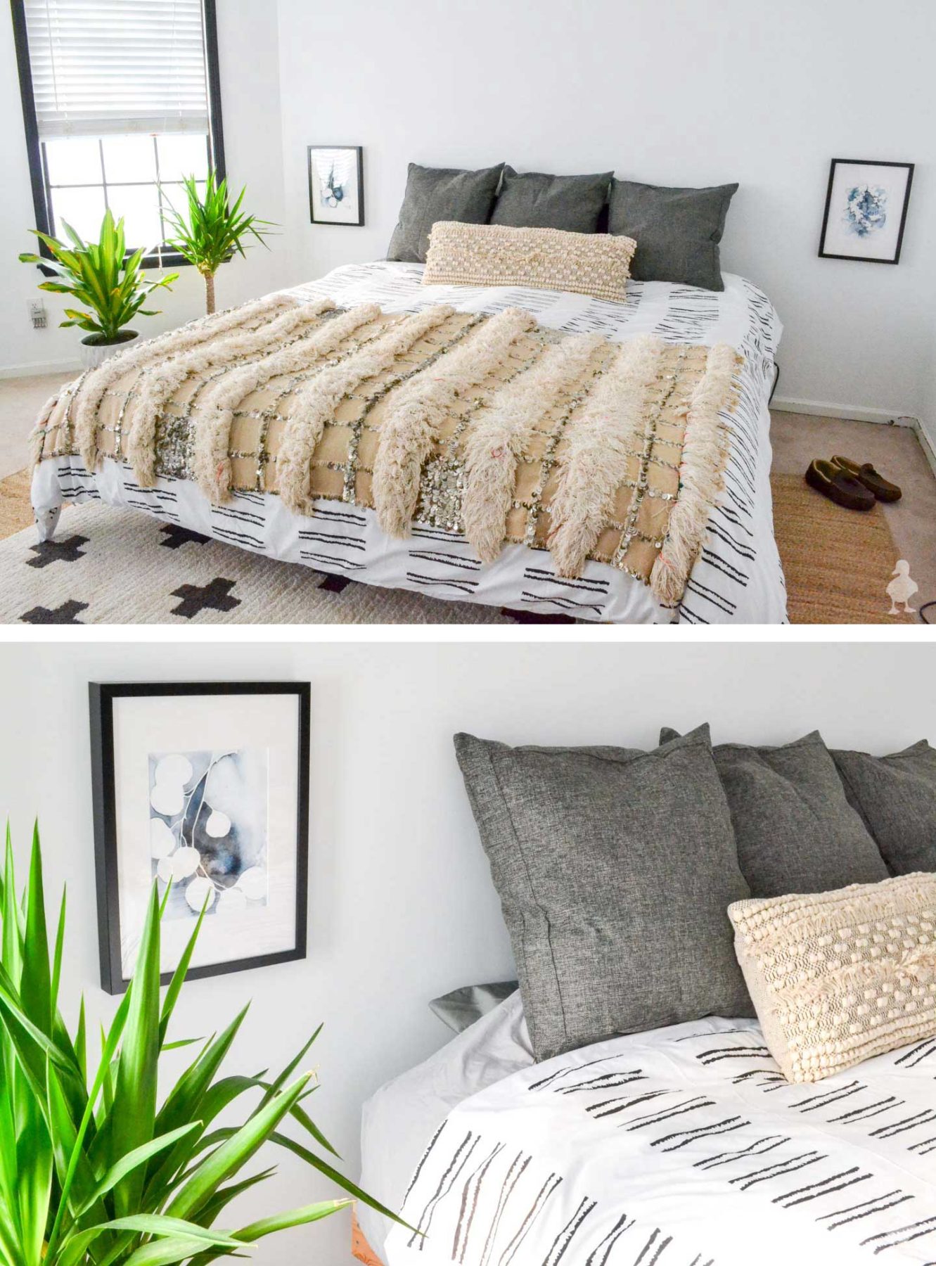 white and bright master bedroom makeover