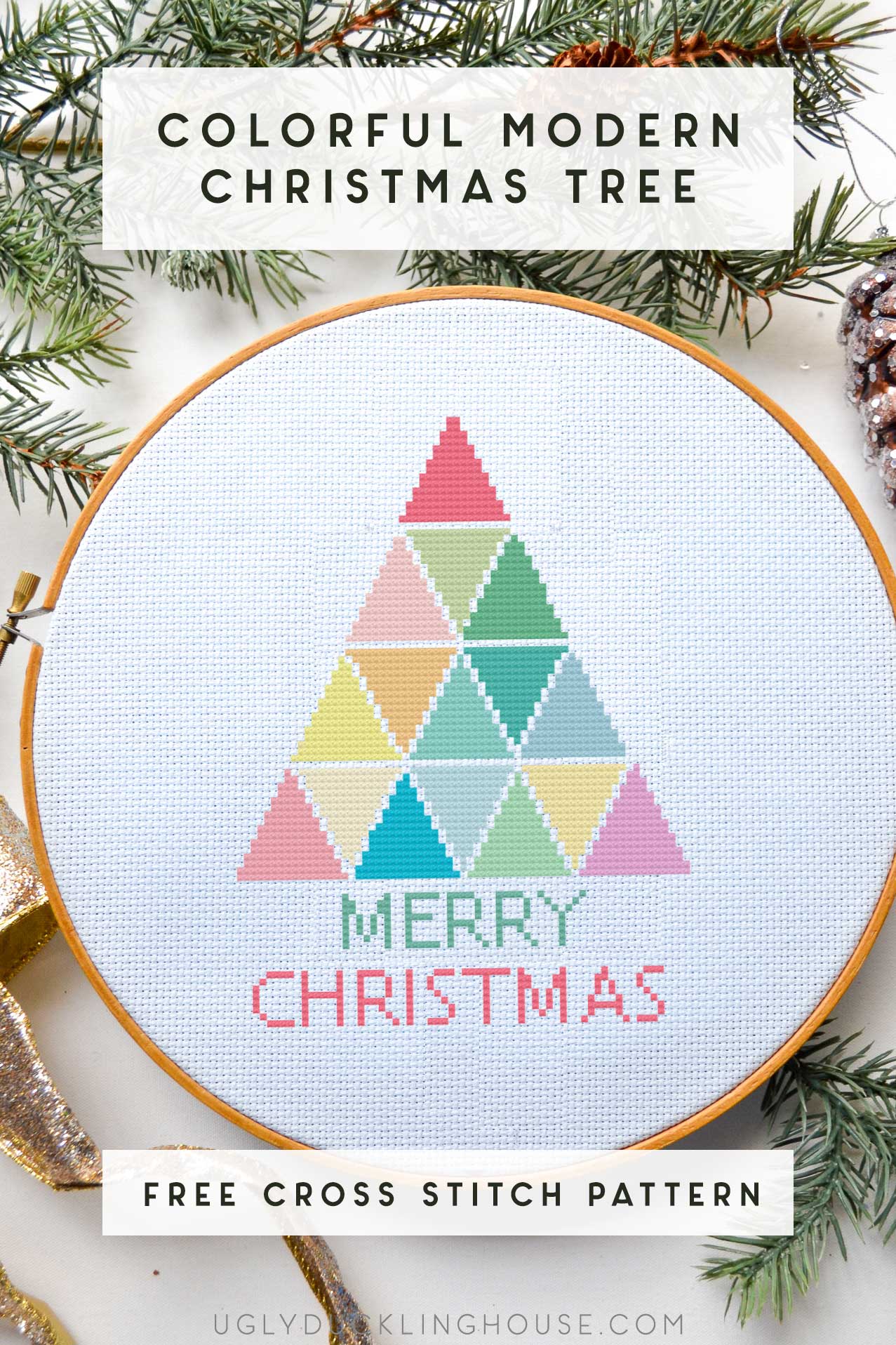 Rainbow Christmas Tree Free Cross Stich Pattern Ugly Duckling House