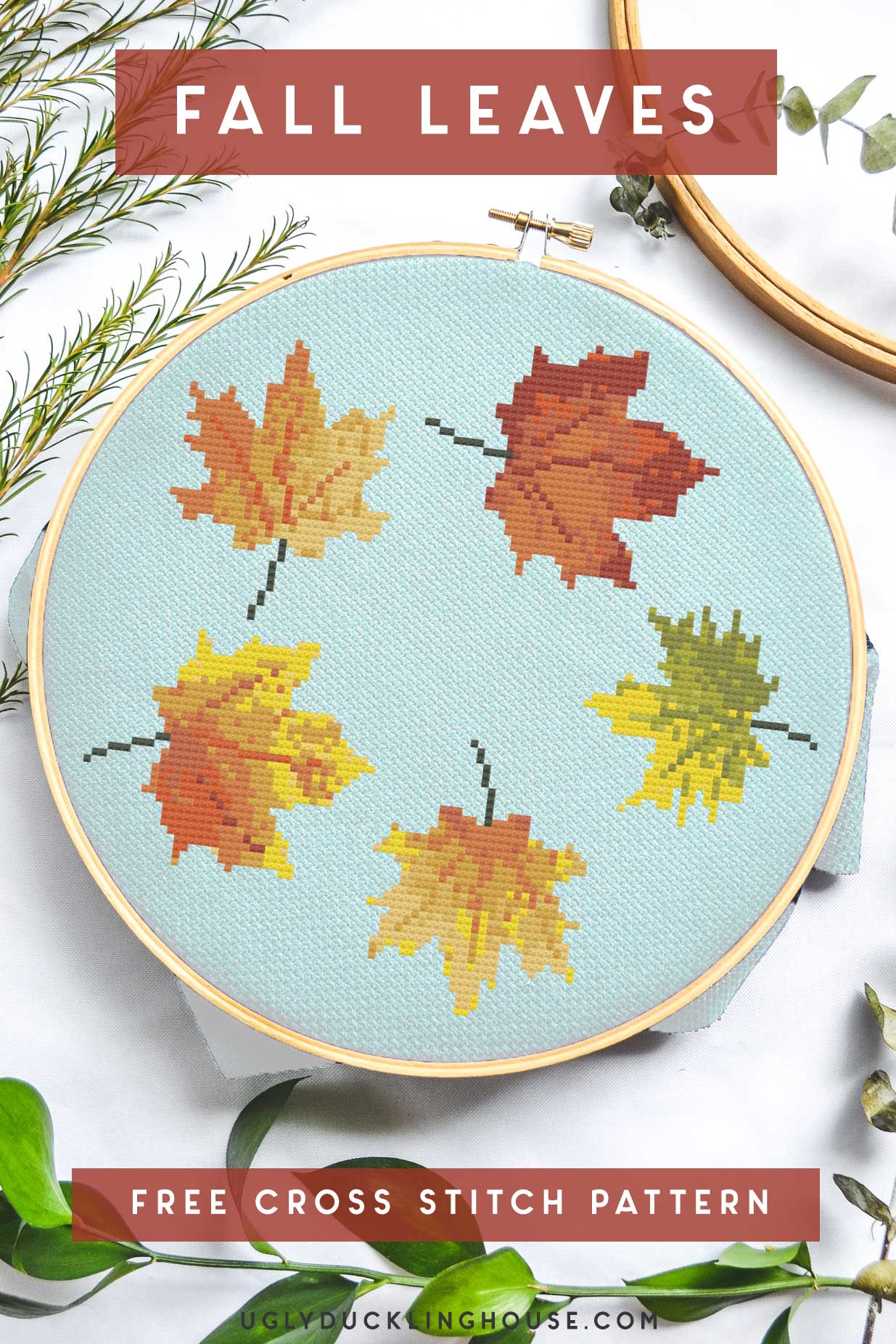fall leaves free cross stitch pattern