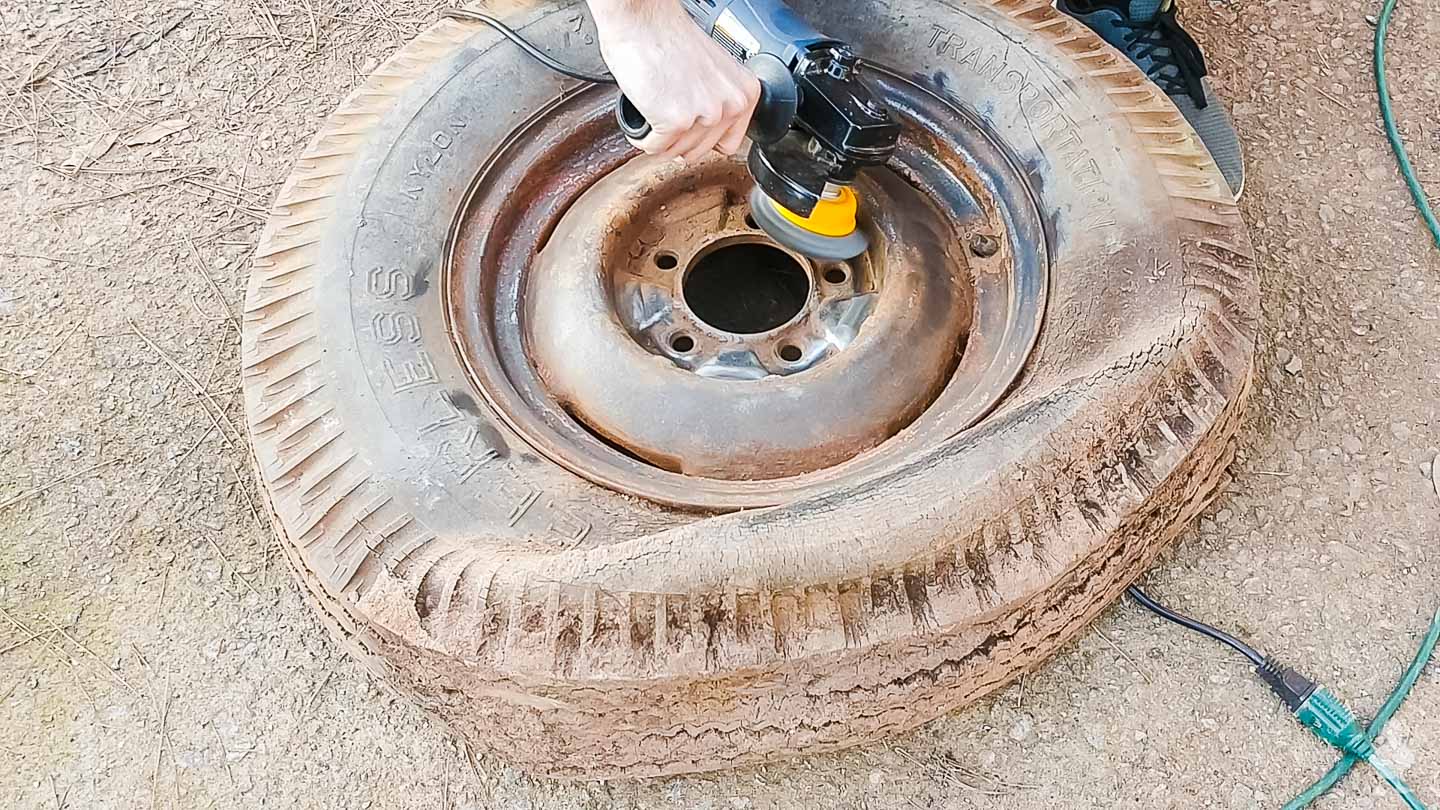 trying to clean up the old trailer rims