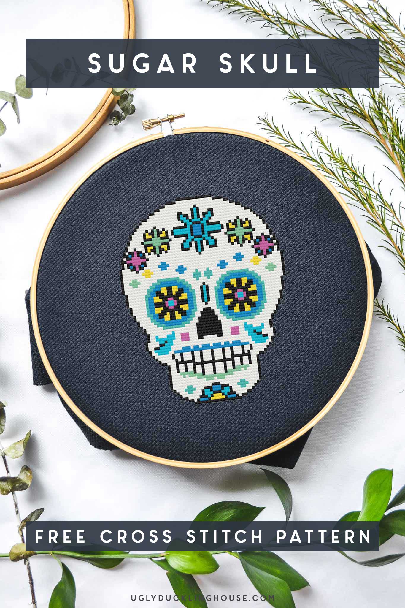 sugar skull cross stitch pattern