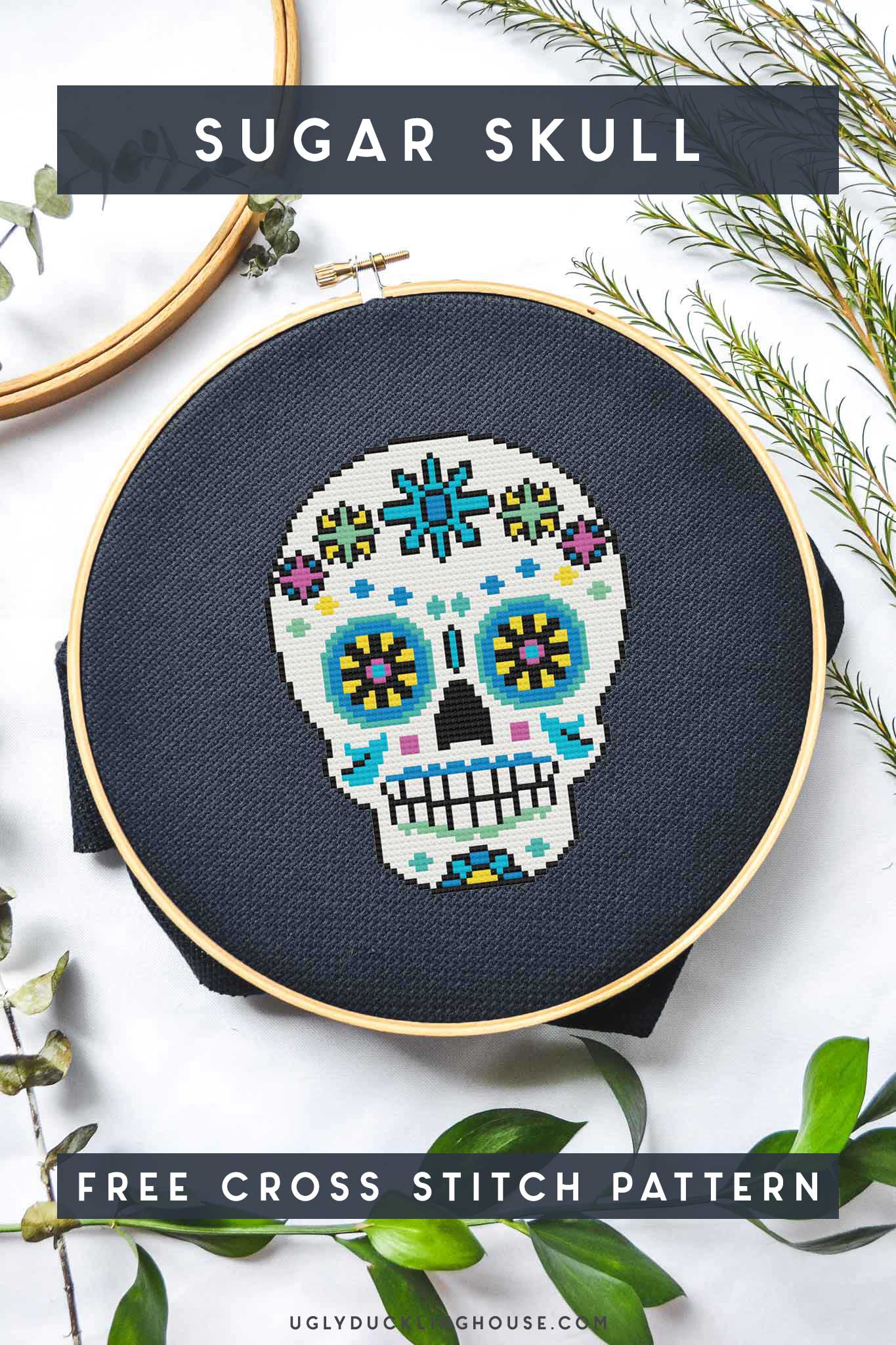 sugar skull cross stitch graph