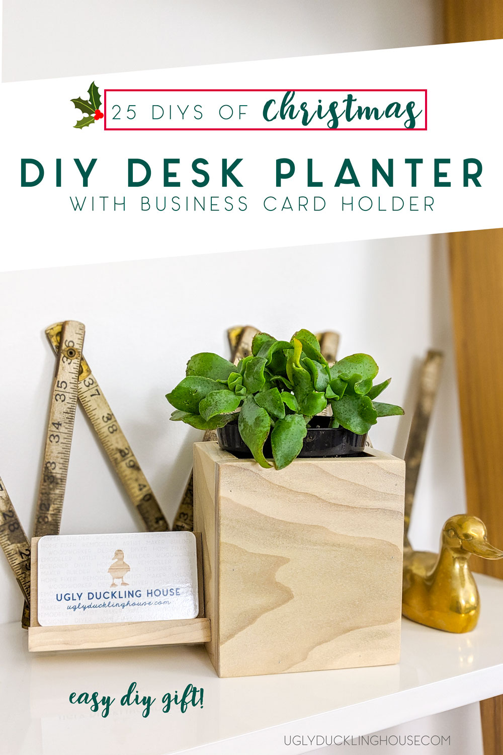diy desk planter and business card holder - perfect last minute gift idea