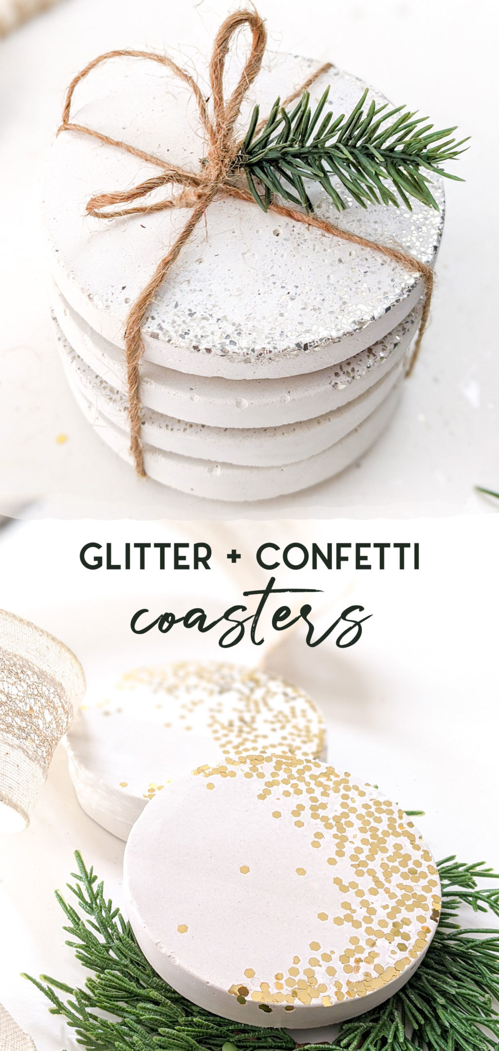 DIY Confetti Glitter White Concrete Coasters Ugly Duckling House