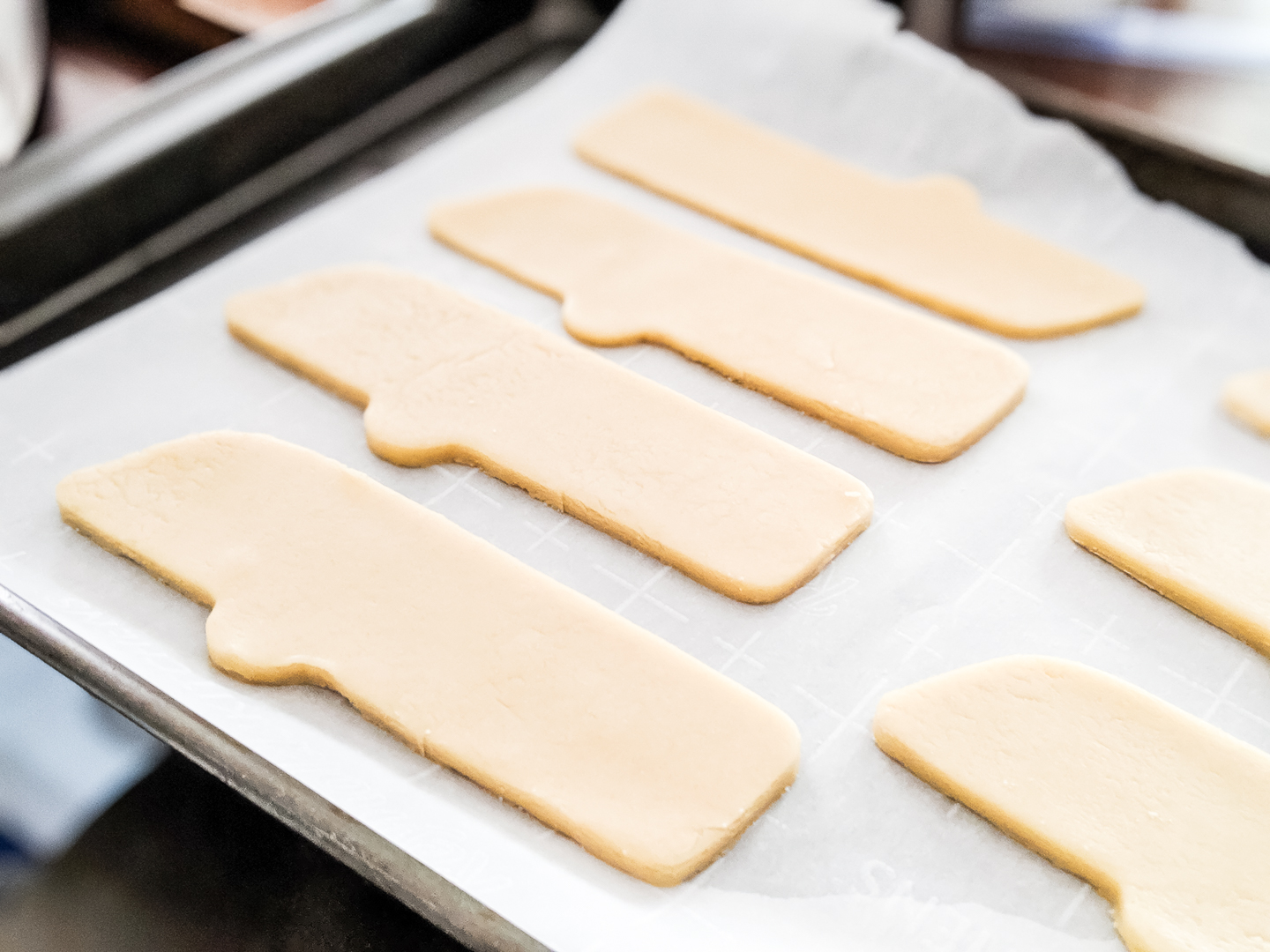 cut out each cookie and place on cookie sheet