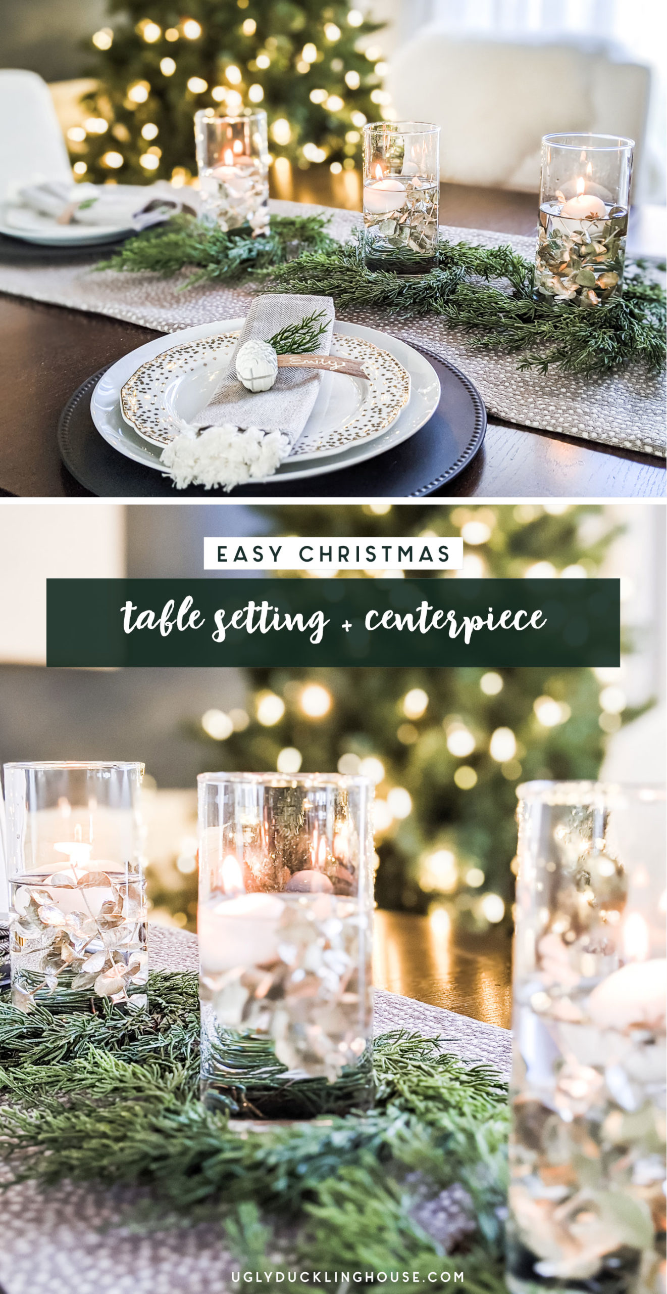 Christmas DIY table setting and centerpiece