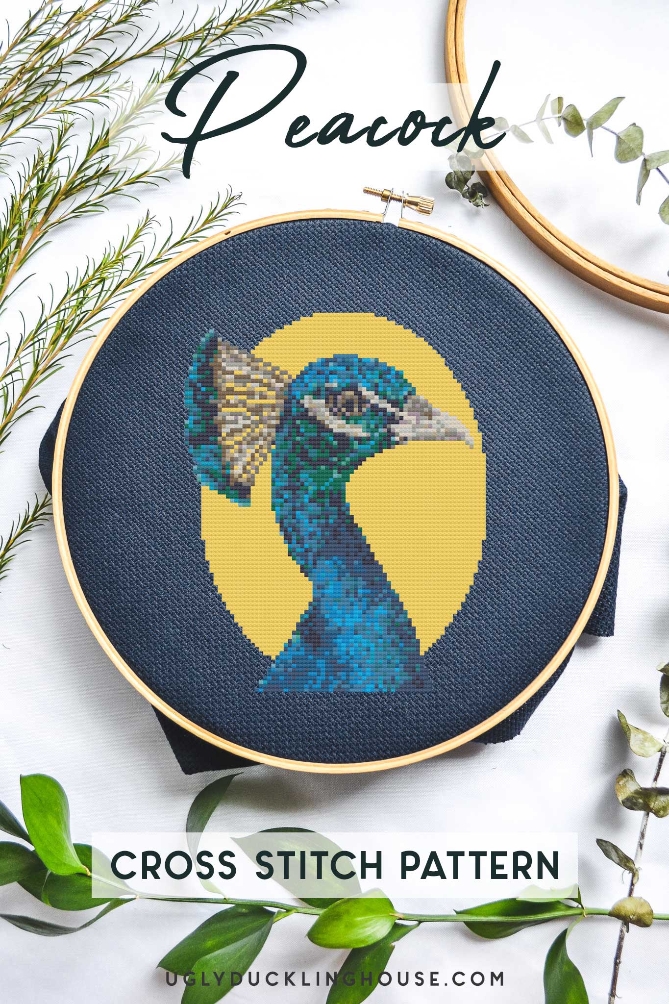 Peacock On Yellow Free Cross Stitch Pattern Ugly Duckling House