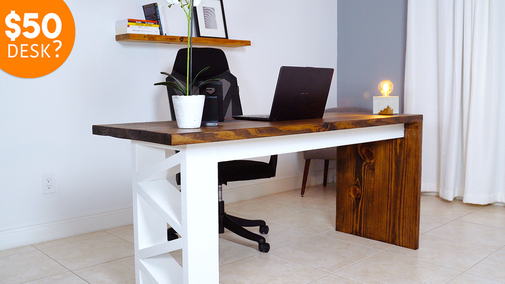 White and wood desk 