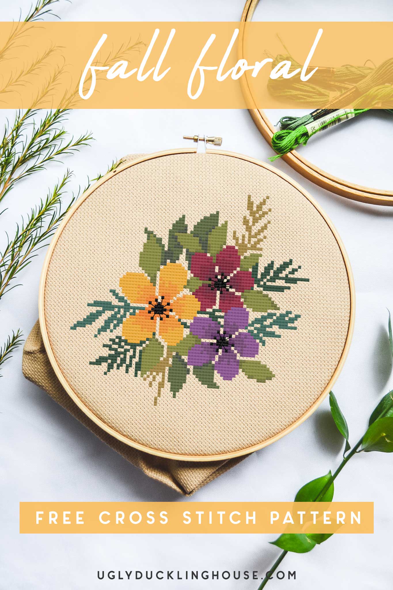 Fall Flowers Free Cross Stitch Pattern Ugly Duckling House