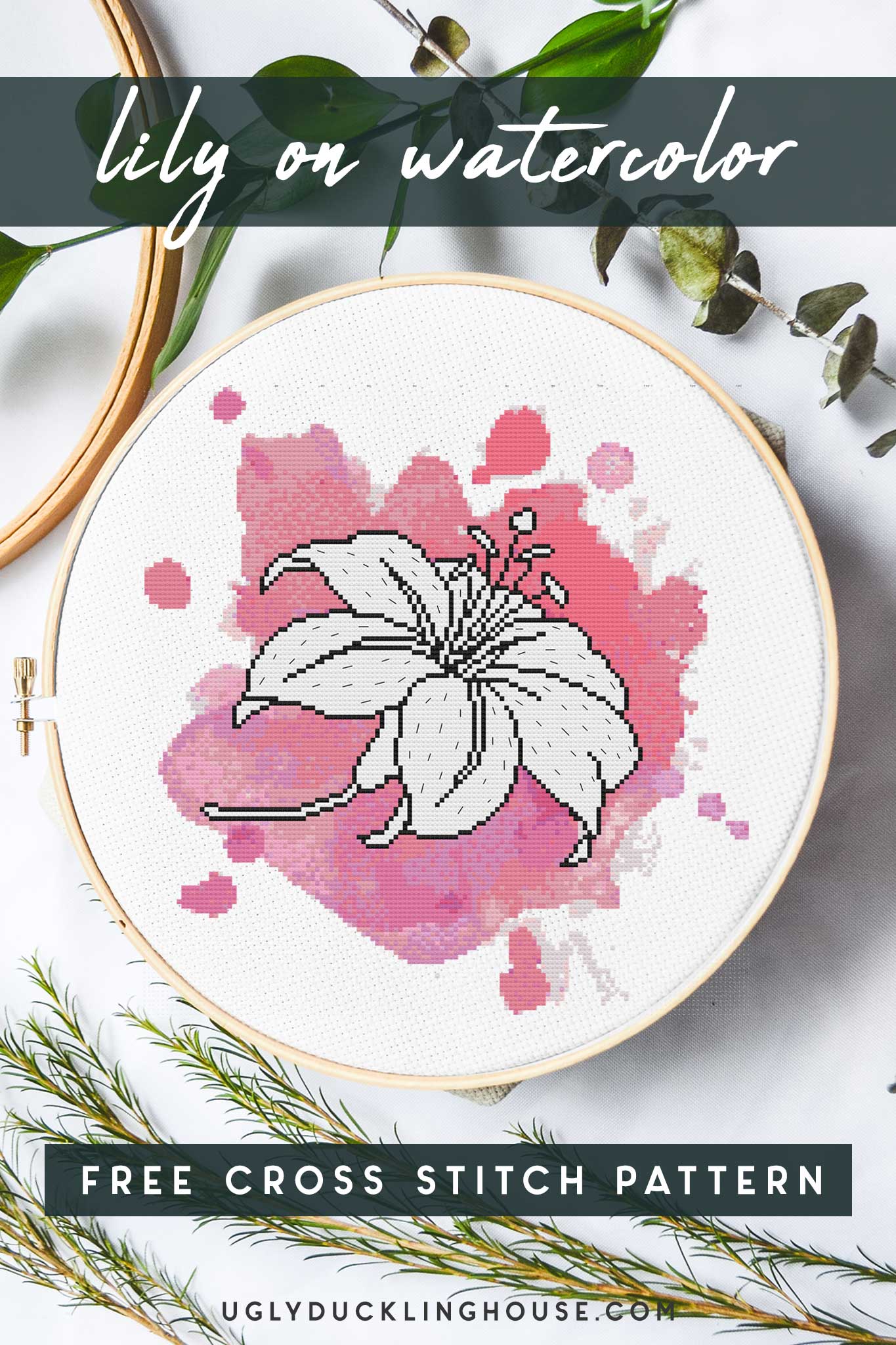 lily on watercolor cross stitch