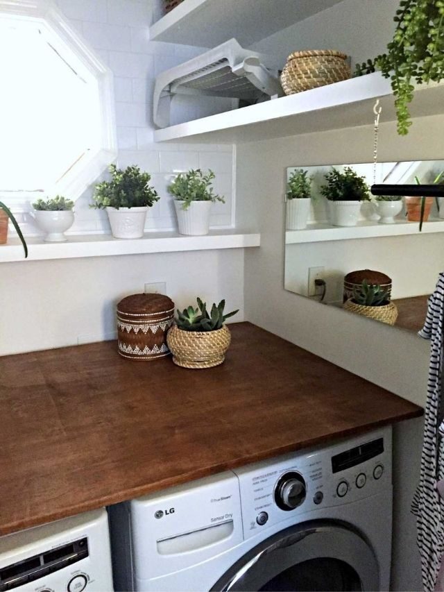 Simple Inexpensive DIY Laundry Room Countertop - Iekel Road Home