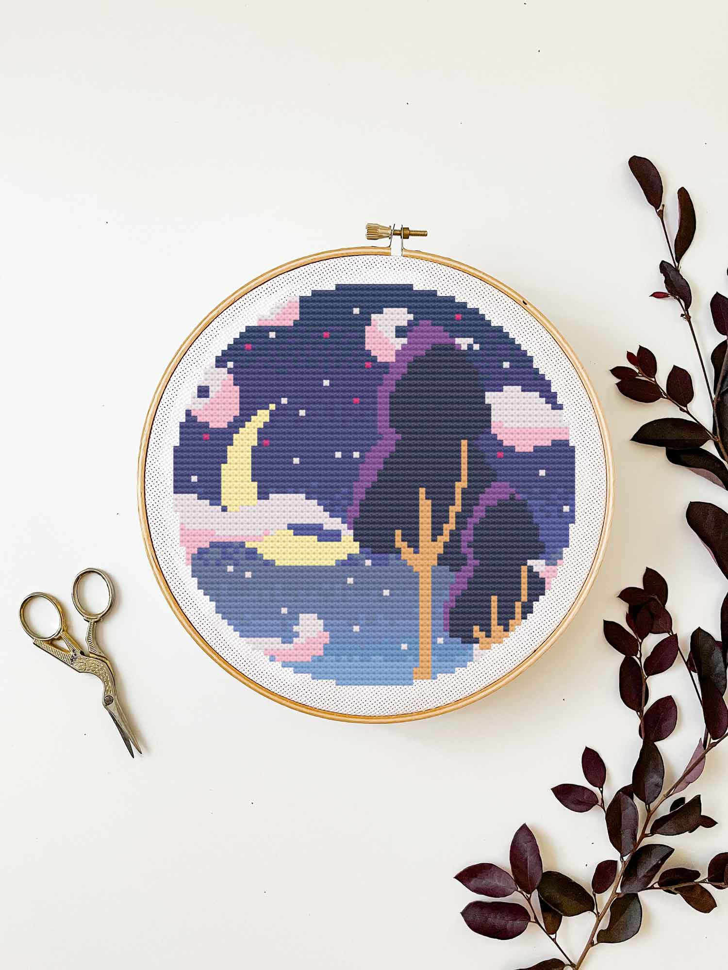 Purple Moonlight  Cross Stitch Pattern • Ugly Duckling House
